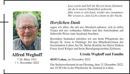 Anzeige von Alfred Weghoff von OM-Medien