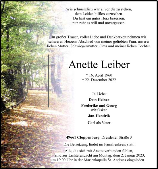 Anzeige von Anette Leiber von OM-Medien