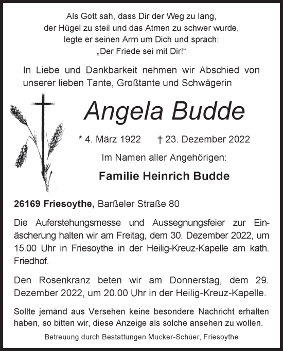 Anzeige von Angela Budde von OM-Medien
