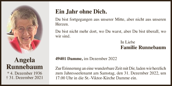 Anzeige von Angela Runnebaum von OM-Medien