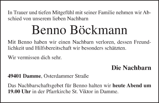 Anzeige von Benno Böckmann von OM-Medien