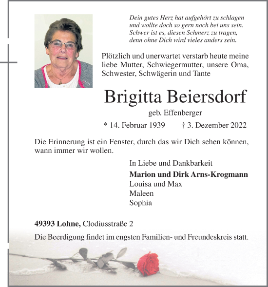 Anzeige von Brigitta Beiersdorf von OM-Medien