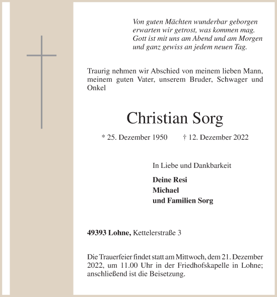 Anzeige von Christian Sorg von OM-Medien