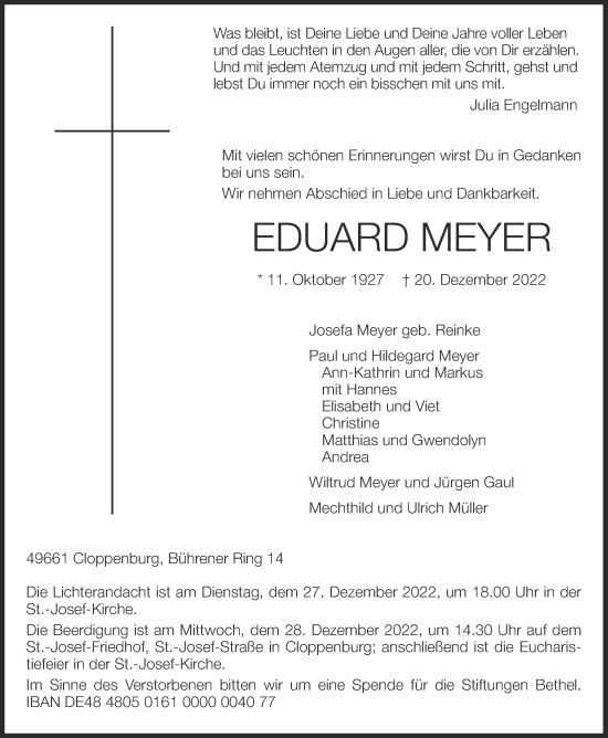 Anzeige von Eduard Meyer von OM-Medien