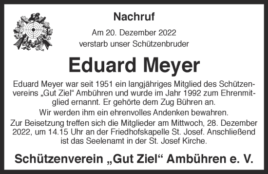 Anzeige von Eduard Meyer von OM-Medien