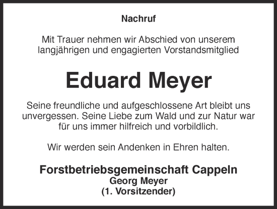 Anzeige von Eduard Meyer von OM-Medien