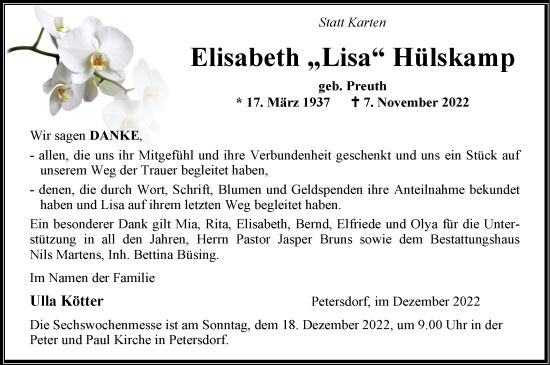 Anzeige von Elisabeth Hülskamp von OM-Medien