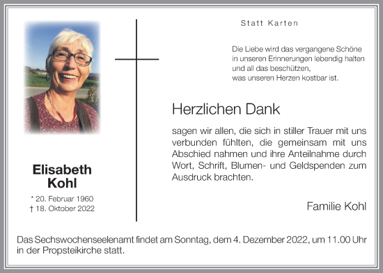 Anzeige von Elisabeth Kohl von OM-Medien