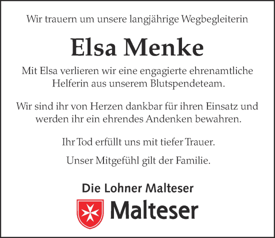 Anzeige von Elsa Menke von OM-Medien