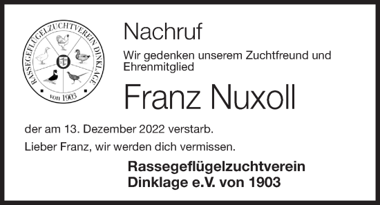 Anzeige von Franz Nuxoll von OM-Medien