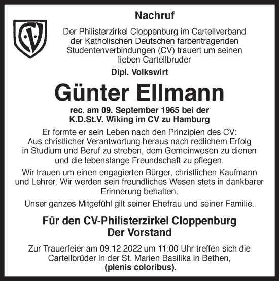 Anzeige von Günter Ellmann von OM-Medien