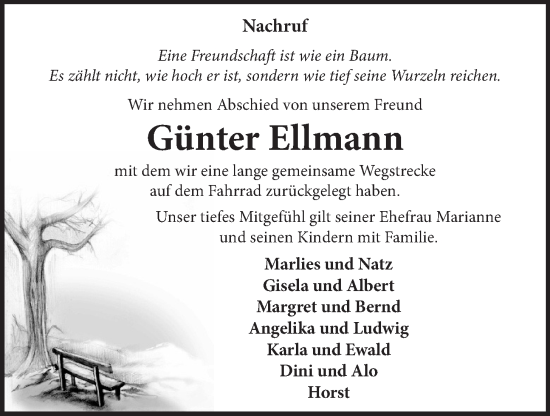 Anzeige von Günter Ellmann von OM-Medien