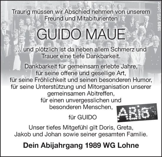 Anzeige von Guido Maue von OM-Medien