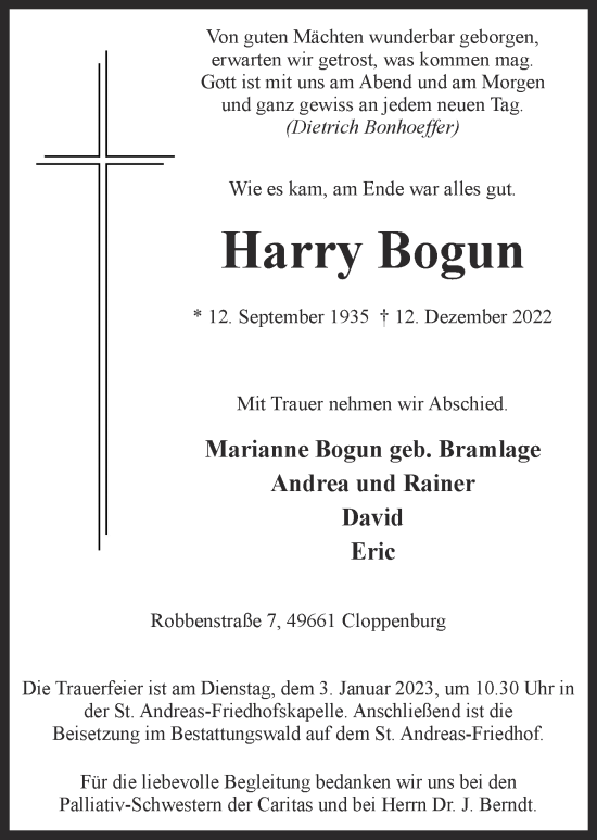Anzeige von Harry Bogun von OM-Medien