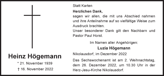 Anzeige von Heinz Högemann von OM-Medien