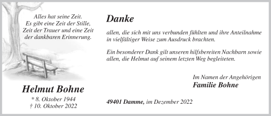 Anzeige von Helmut Bohne von OM-Medien