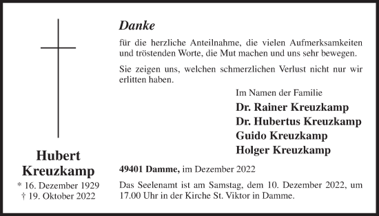 Anzeige von Hubert Kreuzkamp von OM-Medien