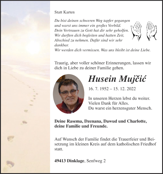 Anzeige von Husein Mujcic von OM-Medien