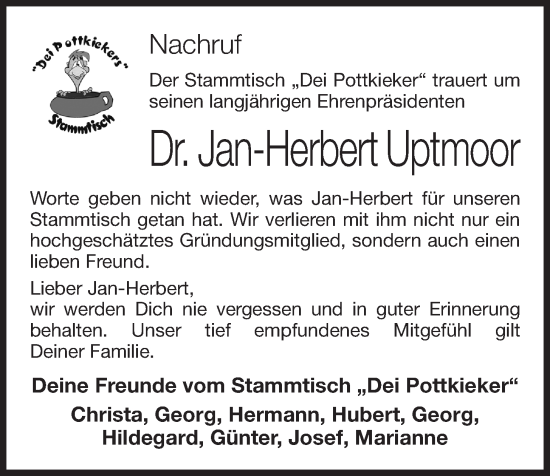 Anzeige von Jan-Herbert Uptmoor von OM-Medien