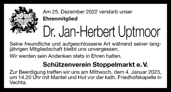 Anzeige von Jan-Herbert Uptmoor von OM-Medien