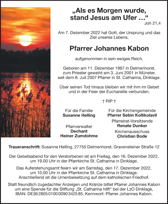 Anzeige von Johannes Kabon von OM-Medien