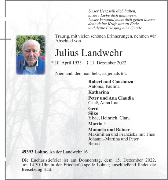 Anzeige von Julius Landwehr von OM-Medien
