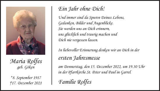 Anzeige von Maria Rolfes von OM-Medien