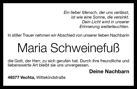Anzeige von Maria Schweinefuß von OM-Medien