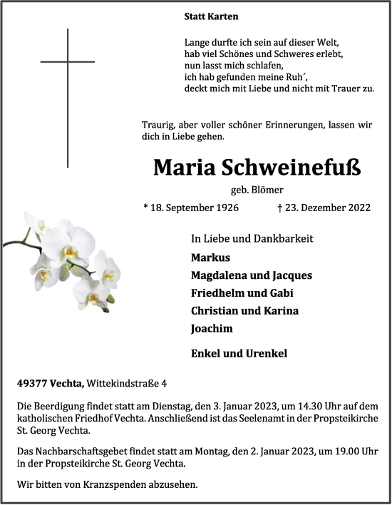 Anzeige von Maria Schweinefuß von OM-Medien