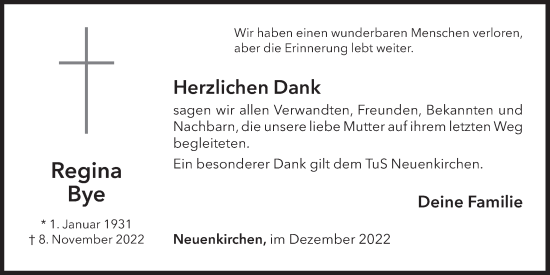 Anzeige von Regina Bye von OM-Medien