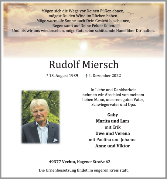 Anzeige von Rudolf Miersch von OM-Medien