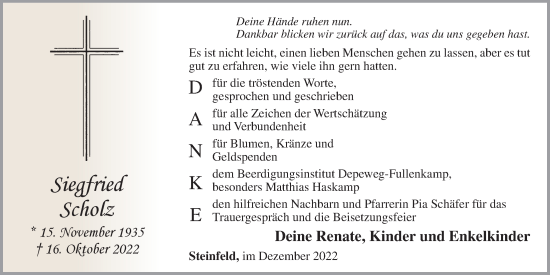 Anzeige von Siegfried Scholz von OM-Medien