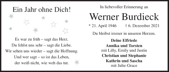 Anzeige von Werner Burdieck von OM-Medien