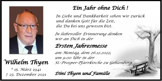 Anzeige von Wilhelm Thyen von OM-Medien