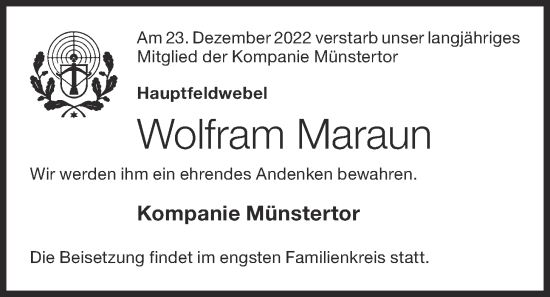Anzeige von Wolfram Maraun von OM-Medien