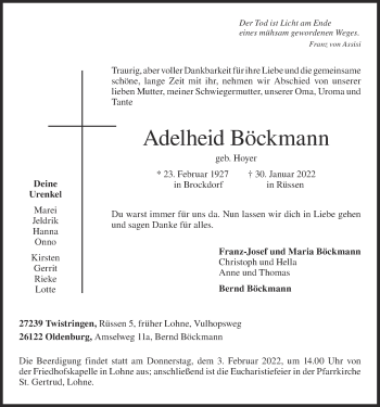 Anzeige von Adelheid Böckmann von OM-Medien