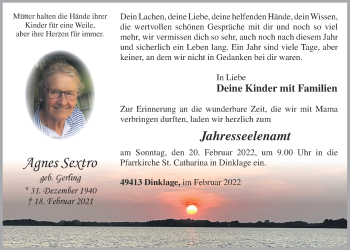 Anzeige von Agnes Sextro von OM-Medien