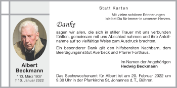 Anzeige von Albert Beckmann von OM-Medien