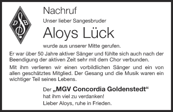 Anzeige von Aloys Lück von OM-Medien