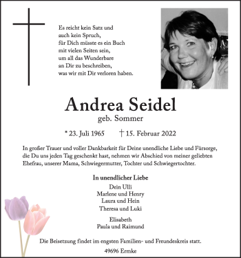 Anzeige von Andrea Seidel von OM-Medien