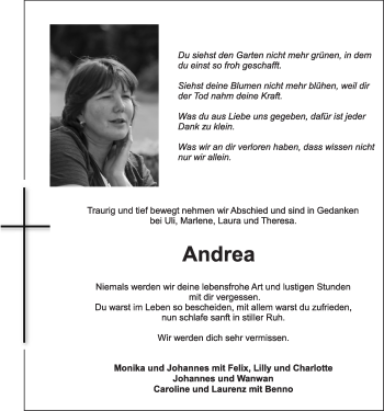 Anzeige von Andrea Seidel von OM-Medien