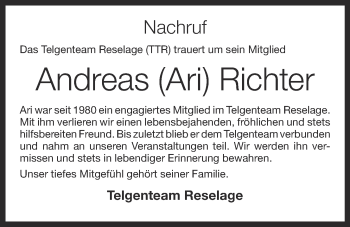 Anzeige von Andreas Richter von OM-Medien