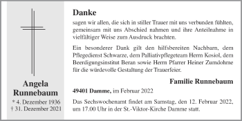Anzeige von Angela Runnebaum von OM-Medien