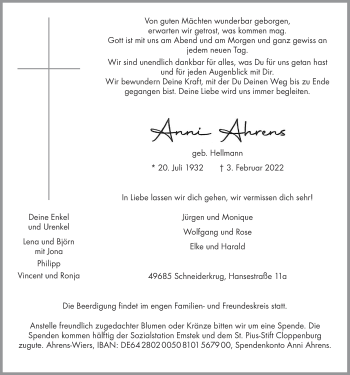 Anzeige von Anni Ahrens von OM-Medien