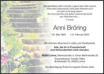 Anzeige von Anni Bröring von OM-Medien