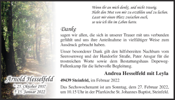 Anzeige von Arnold Hesselfeld von OM-Medien