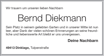 Anzeige von Bernd Diekmann von OM-Medien