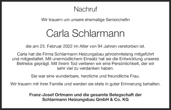 Anzeige von Carla Schlarmann von OM-Medien
