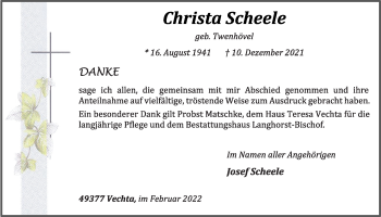 Anzeige von Christa Scheele von OM-Medien