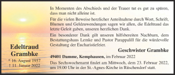 Anzeige von Edeltraud Grambke von OM-Medien